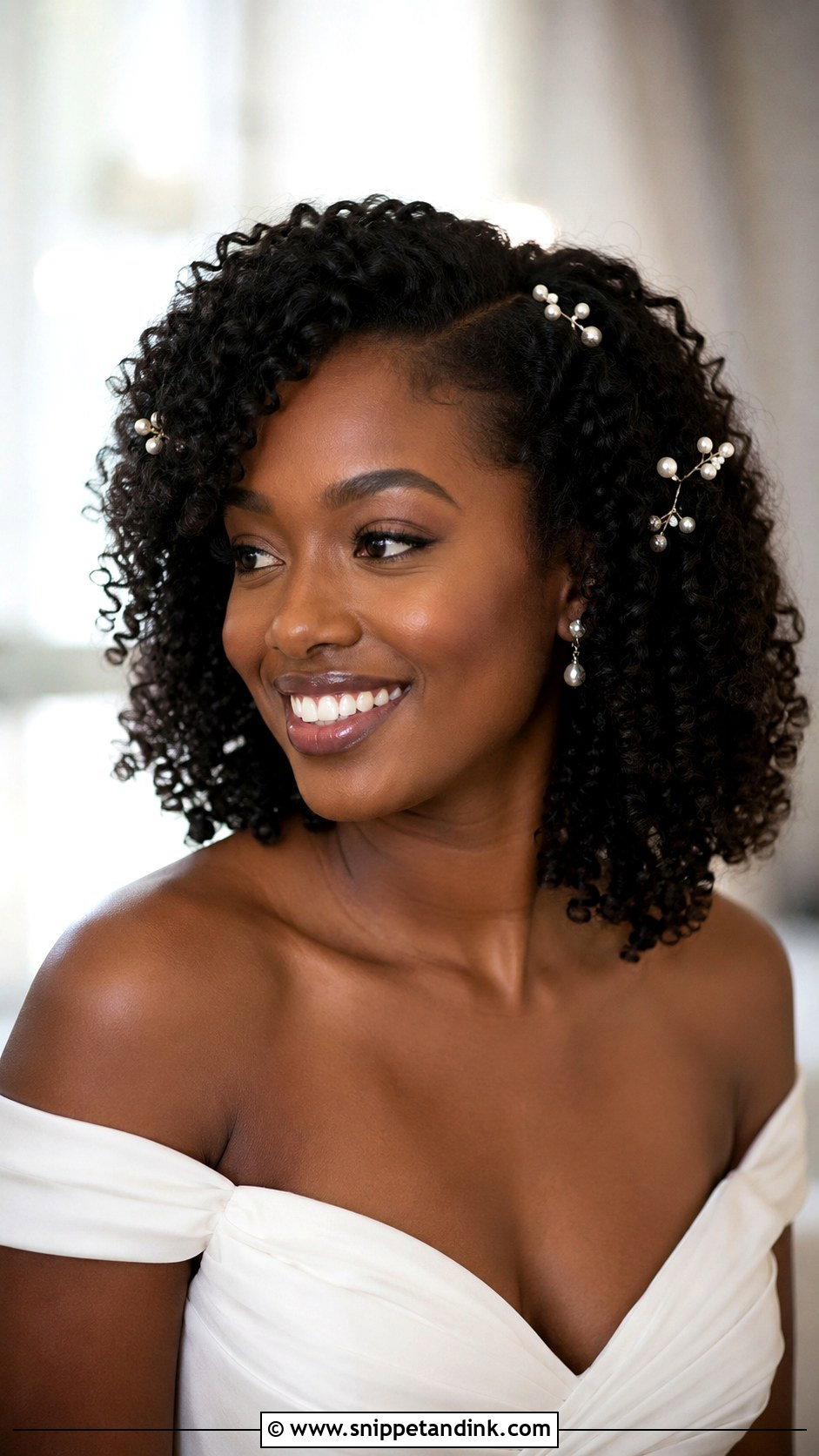 Medium Hair Bride Natural Curls - Snippet and Ink - 20 Medium Hair Bride Ideas