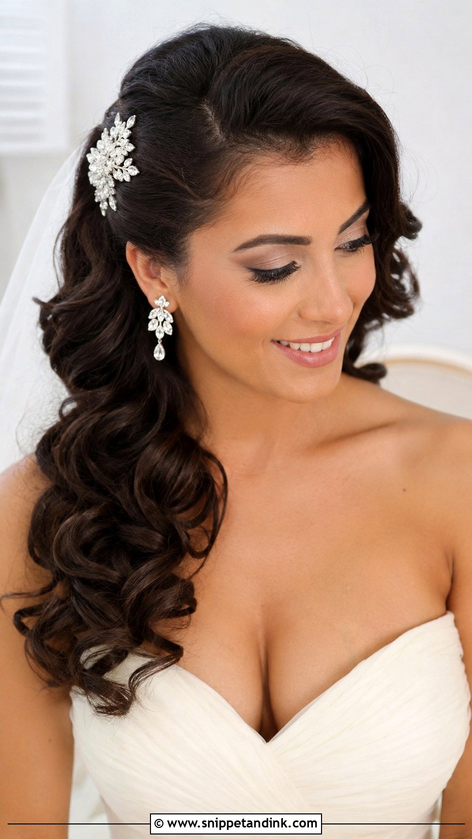 Medium Hair Bride Side Swept Curls - Snippet and Ink - 20 Medium Hair Bride Ideas