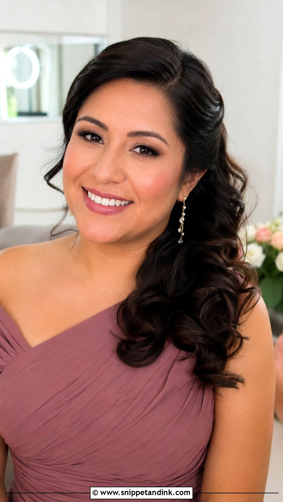 Medium Hair Bridesmaid Side Swept Curls - Snippet and Ink - 20 Medium Hair Bridesmaid Hairstyles