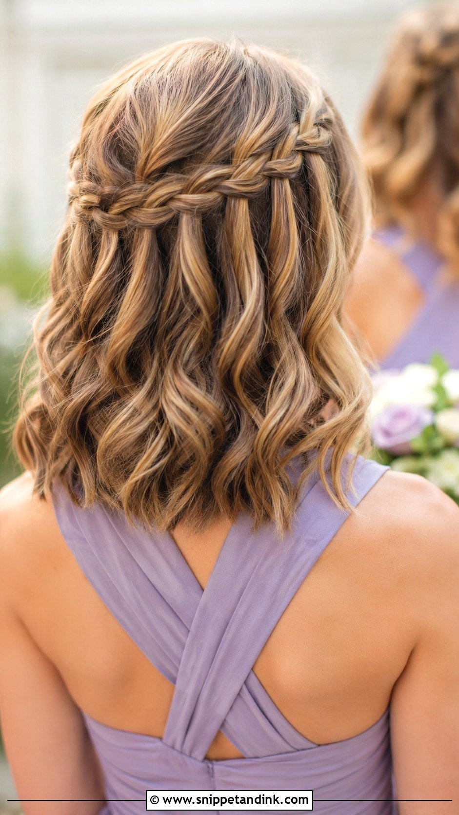 Medium Hair Bridesmaid Waterfall Braid - Snippet and Ink - 20 Medium Hair Bridesmaid Hairstyles