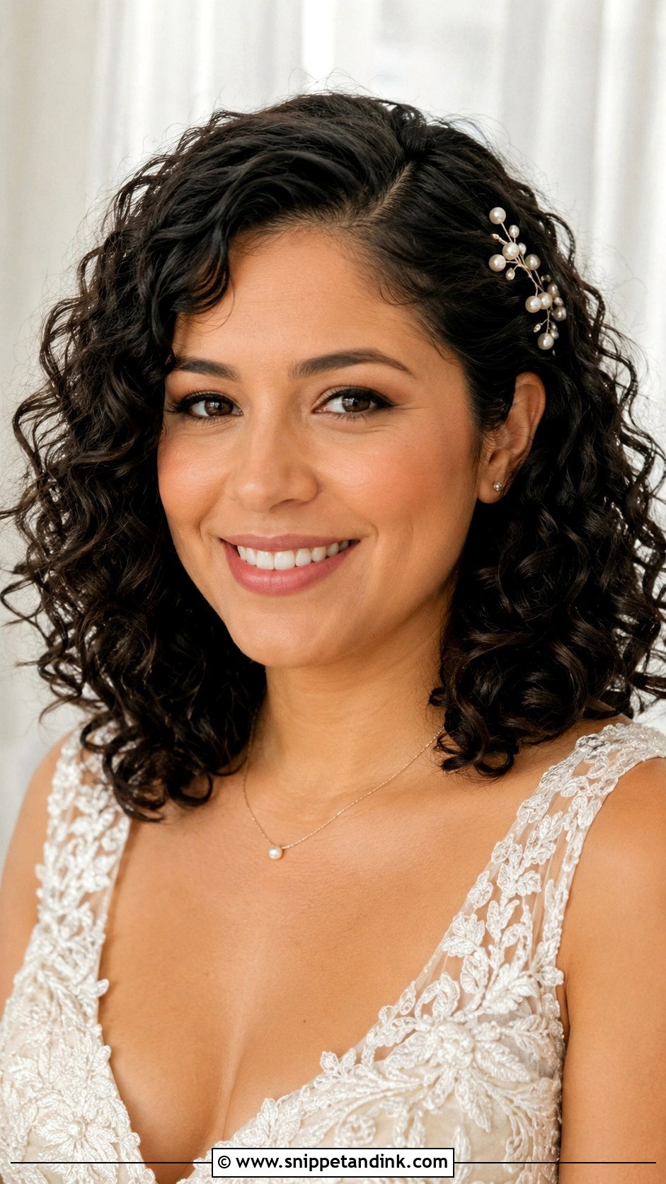 Medium Hair Curly Wedding Hairstyle - Snippet and Ink - 20 Medium Hair Styles for Wedding