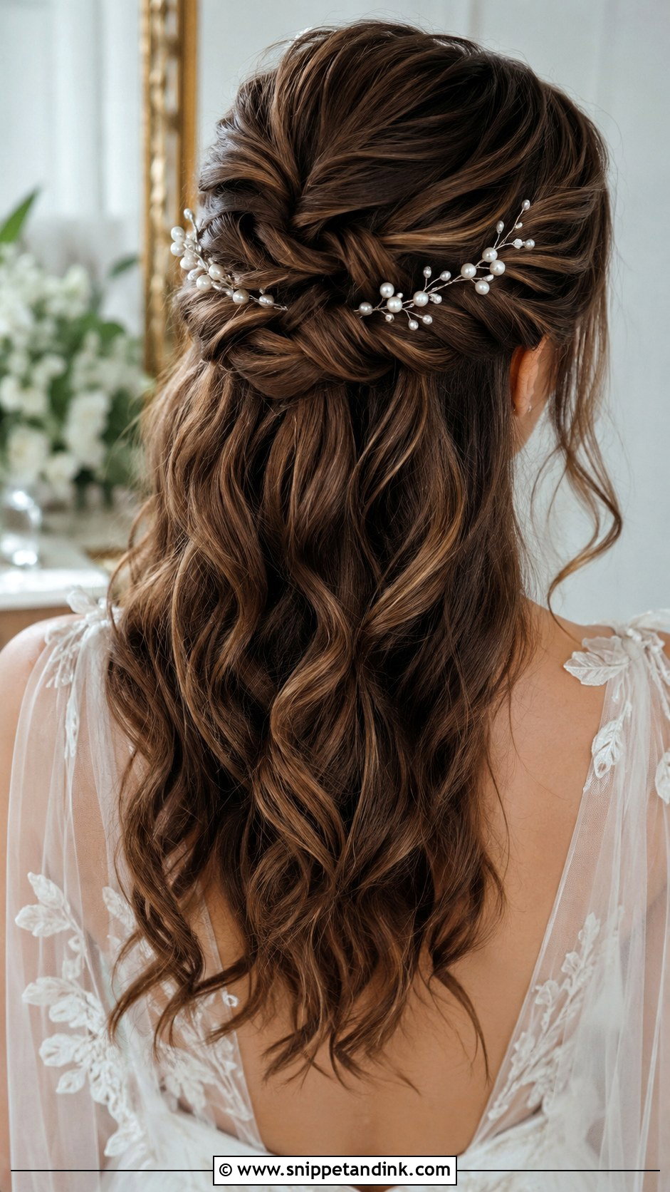 Medium Hair Half Up Bridal Waves - Snippet and Ink - 20 Medium Hair Bridal Waves