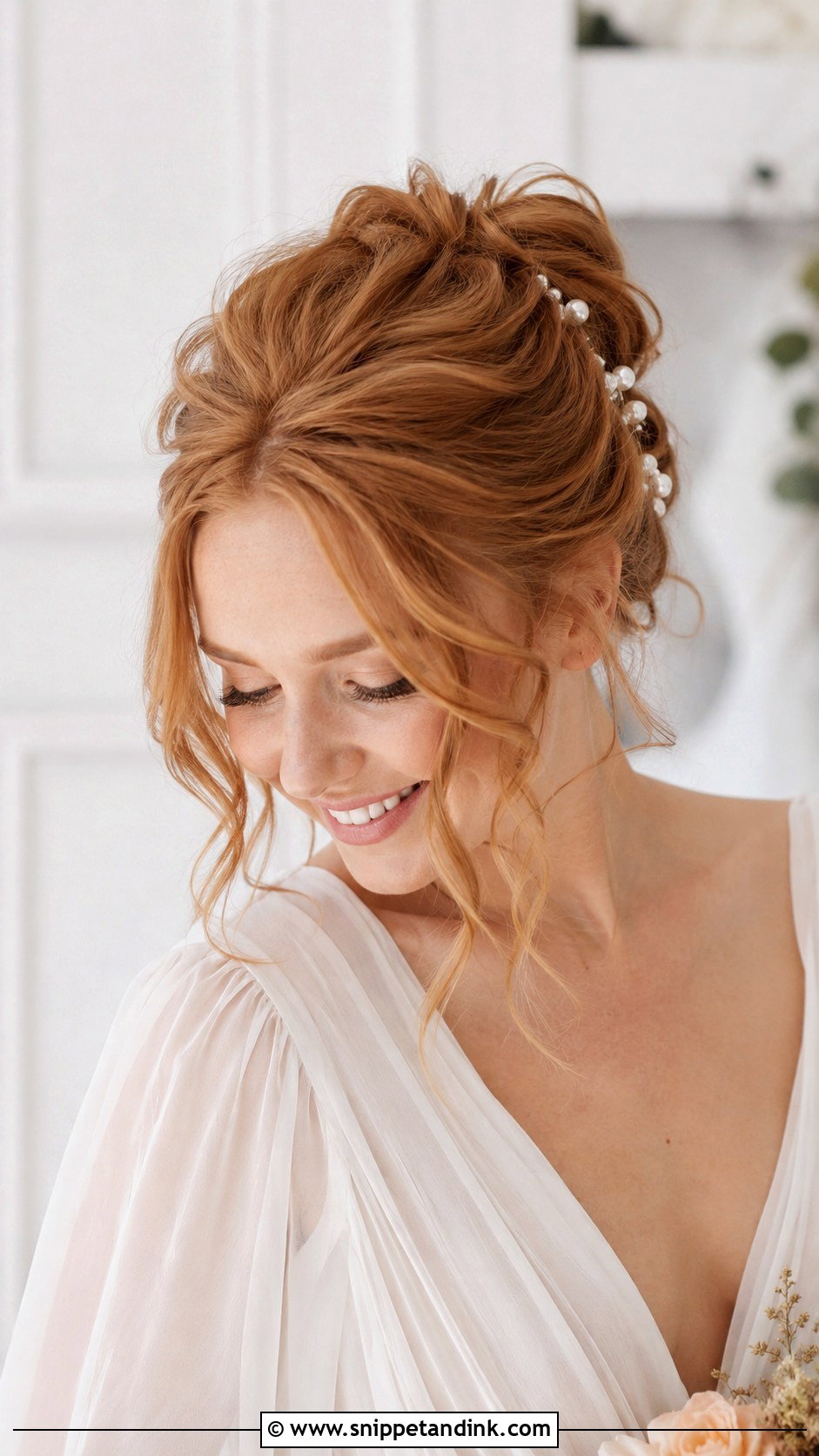 Medium Hair Messy Bun Wedding Hairstyle - Snippet and Ink - 20 Medium Hair Styles for Wedding