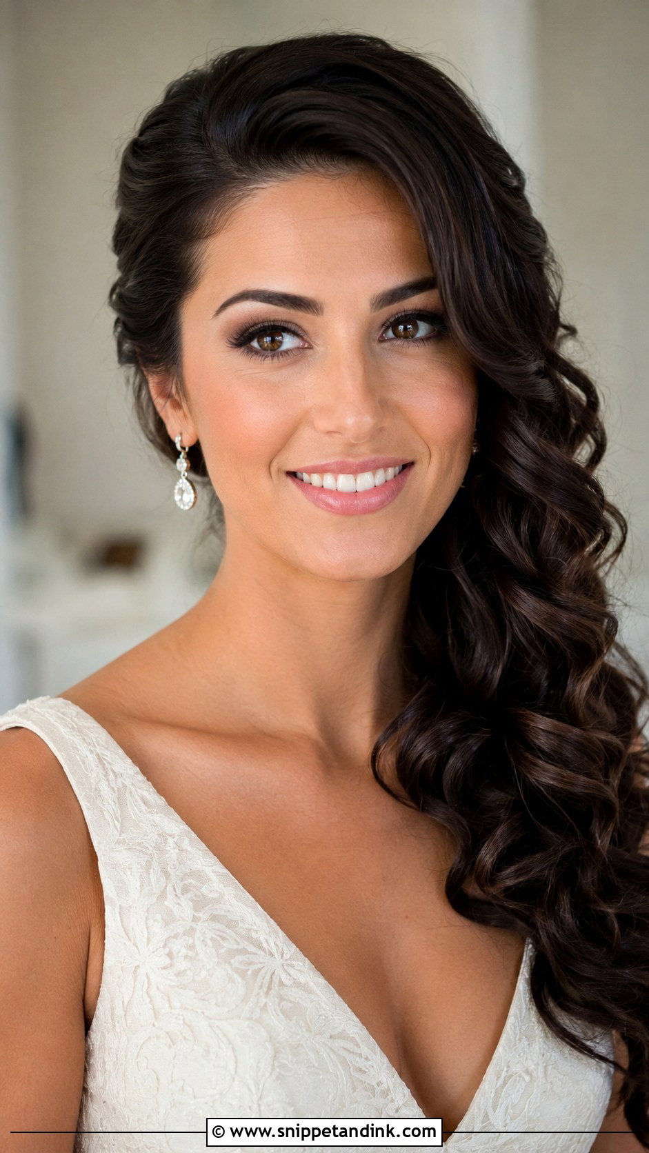 Medium Hair Side Swept Wedding Hairstyle - Snippet and Ink - 20 Medium Hair Styles for Wedding