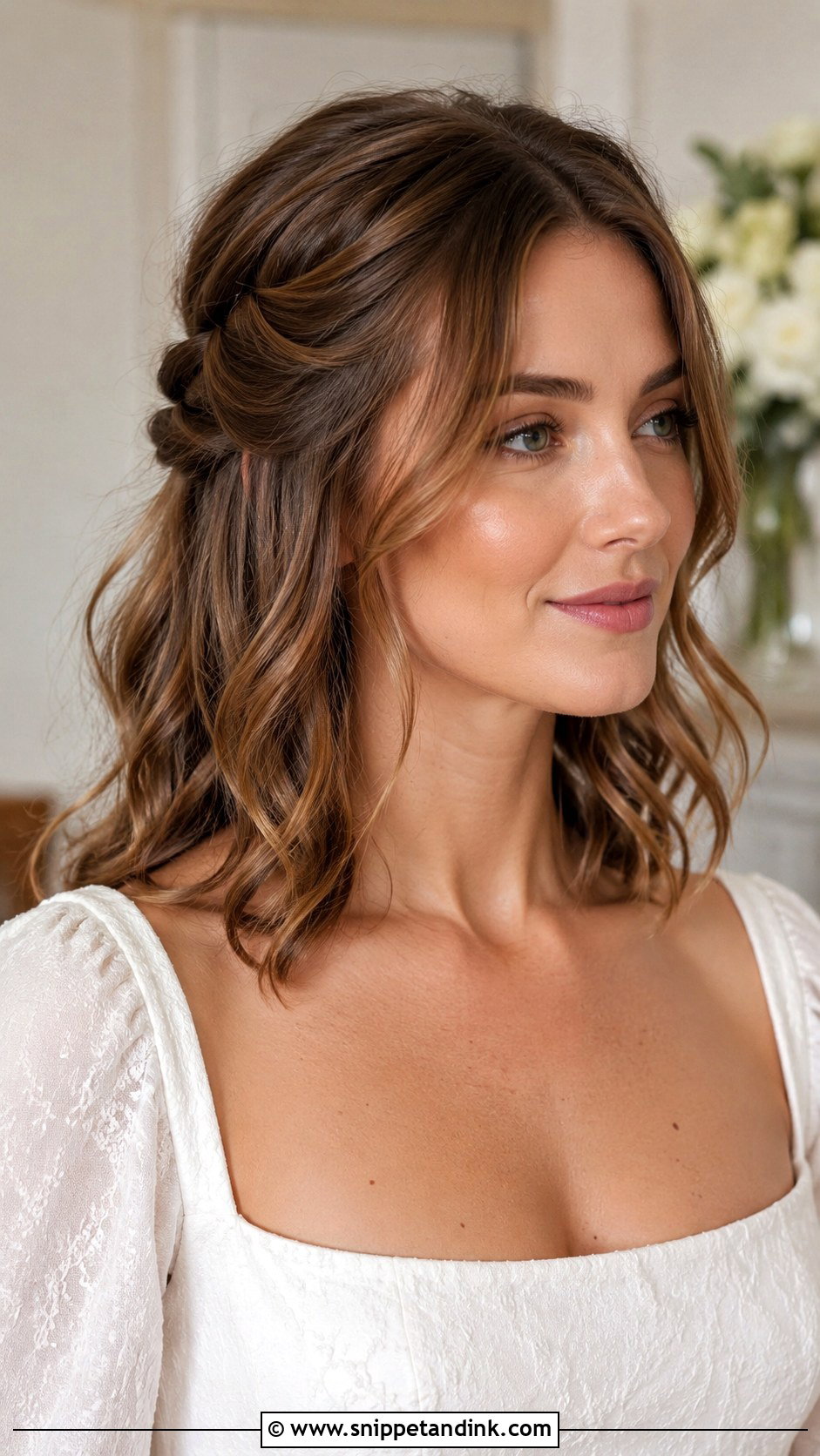 Medium Hair Soft Twist Wedding Hairstyle - Snippet and Ink - 20 Medium Hair Styles for Wedding