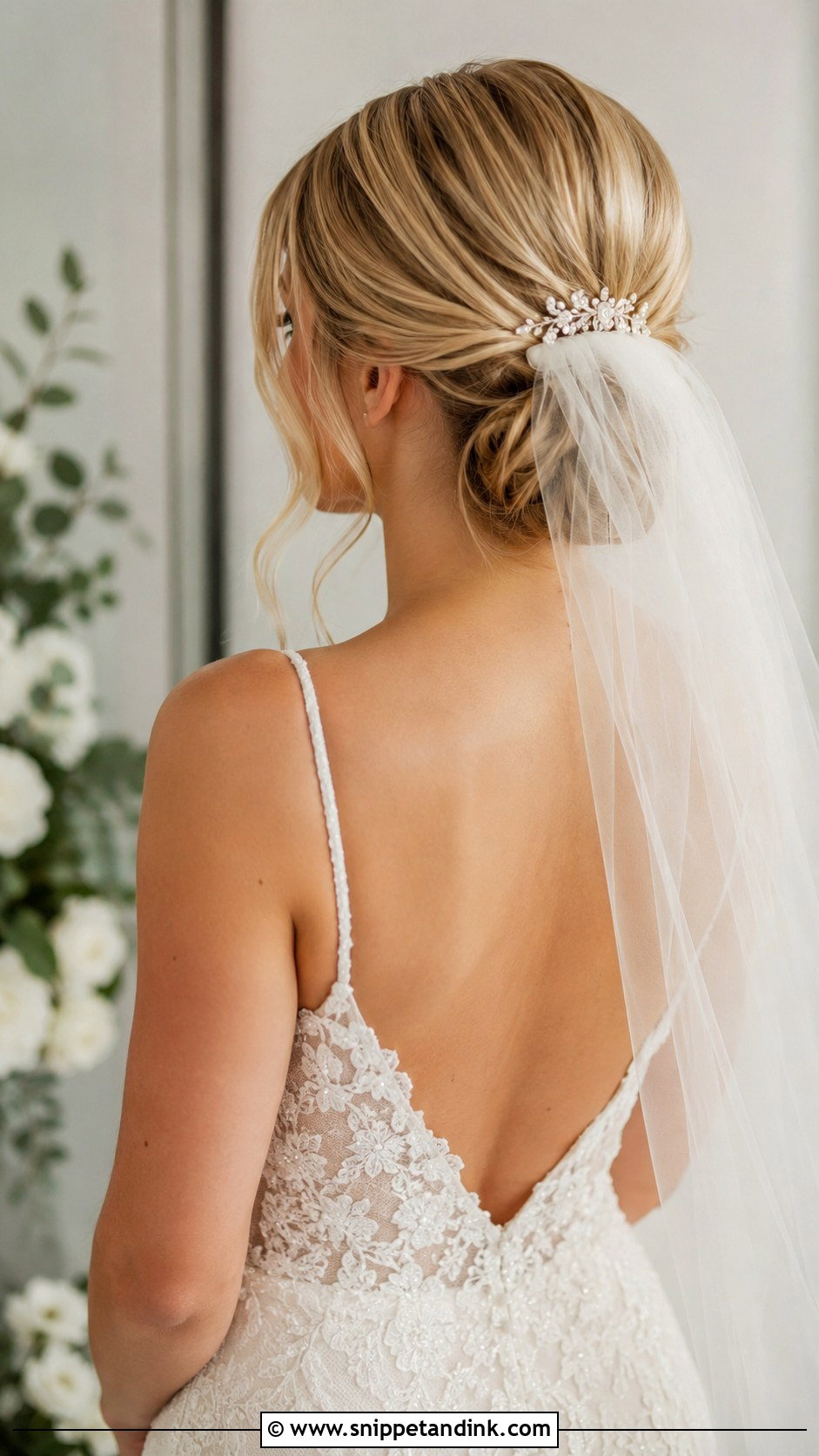 Medium Hair Veil Wedding Hairstyle - Snippet and Ink - 20 Medium Hair Styles for Wedding