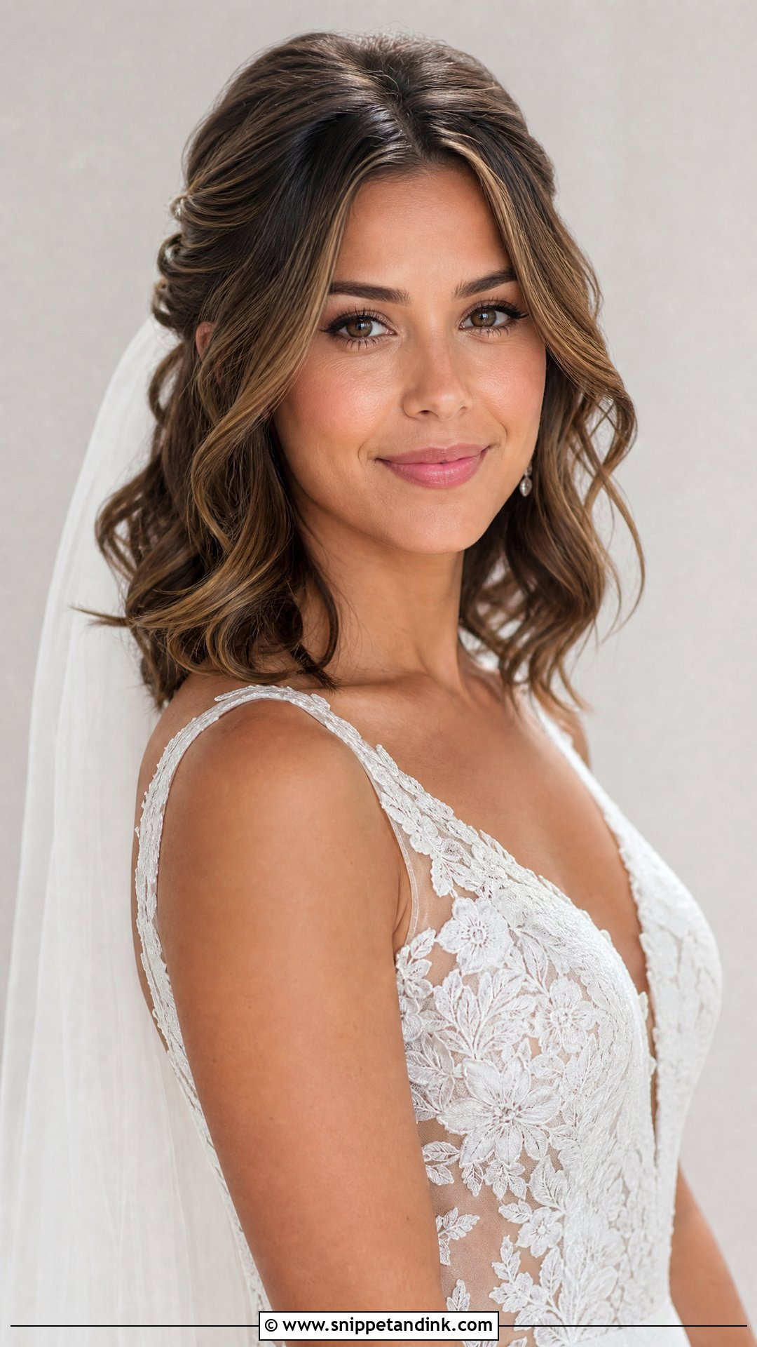 Medium Hair Wedding Hairstyle - Snippet and Ink - 15 Cute Simple Wedding Hairstyles