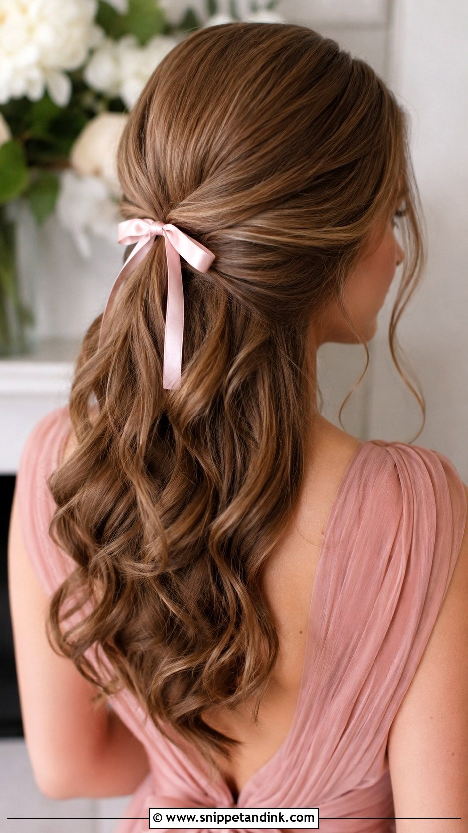 Medium Half Up Half Down Bridesmaid Hair With A Bow - Snippet and Ink - 20 Bridesmaid Hairstyles Half Up Half Down Medium