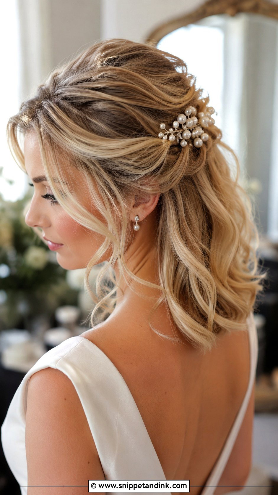 Medium Half Up Wedding Hairstyle - Snippet and Ink - 15 Medium Hairstyles for Wedding
