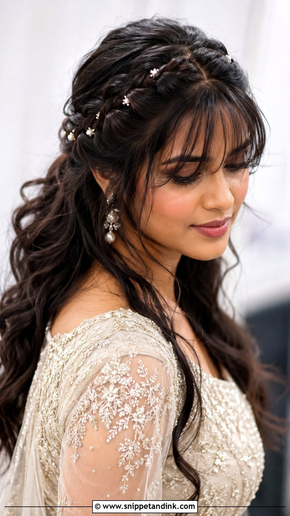Medium Length Braided Wedding Hair With Bangs - Snippet and Ink - 15 Medium Length Wedding Hair with Bangs