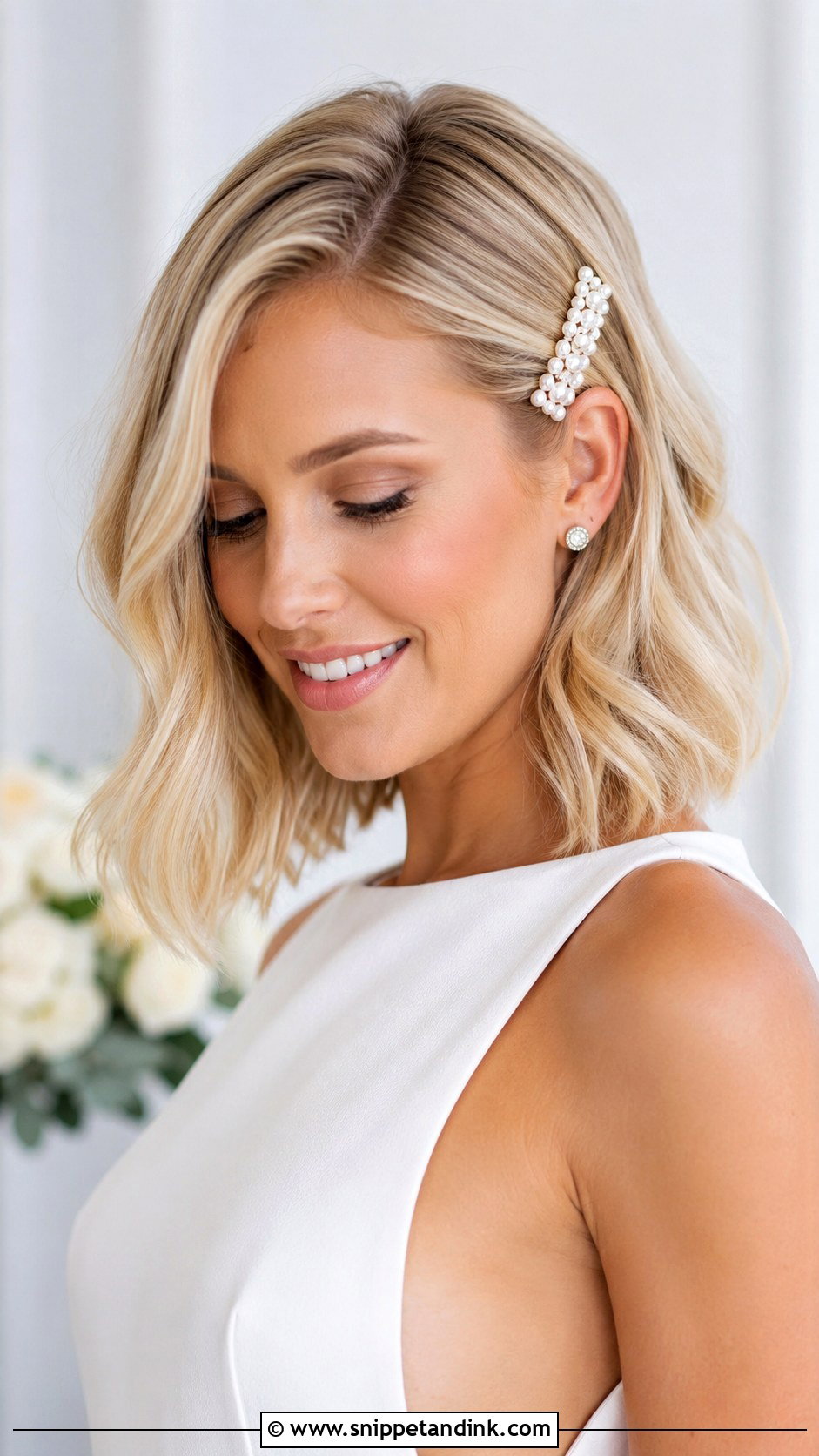 Medium Length Bridal Bob Hair - Snippet and Ink - 20 Medium Length Bride Hair Ideas