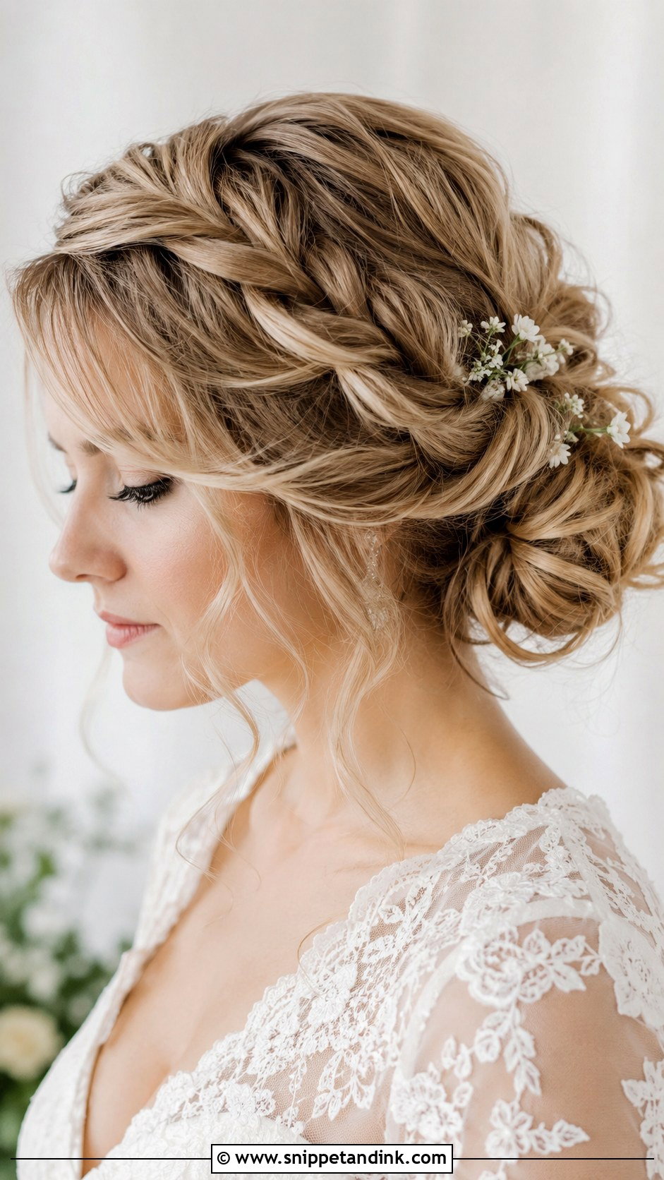 Medium Length Bridal Braided Updo - Snippet and Ink - 20 Medium Length Bride Hair Ideas