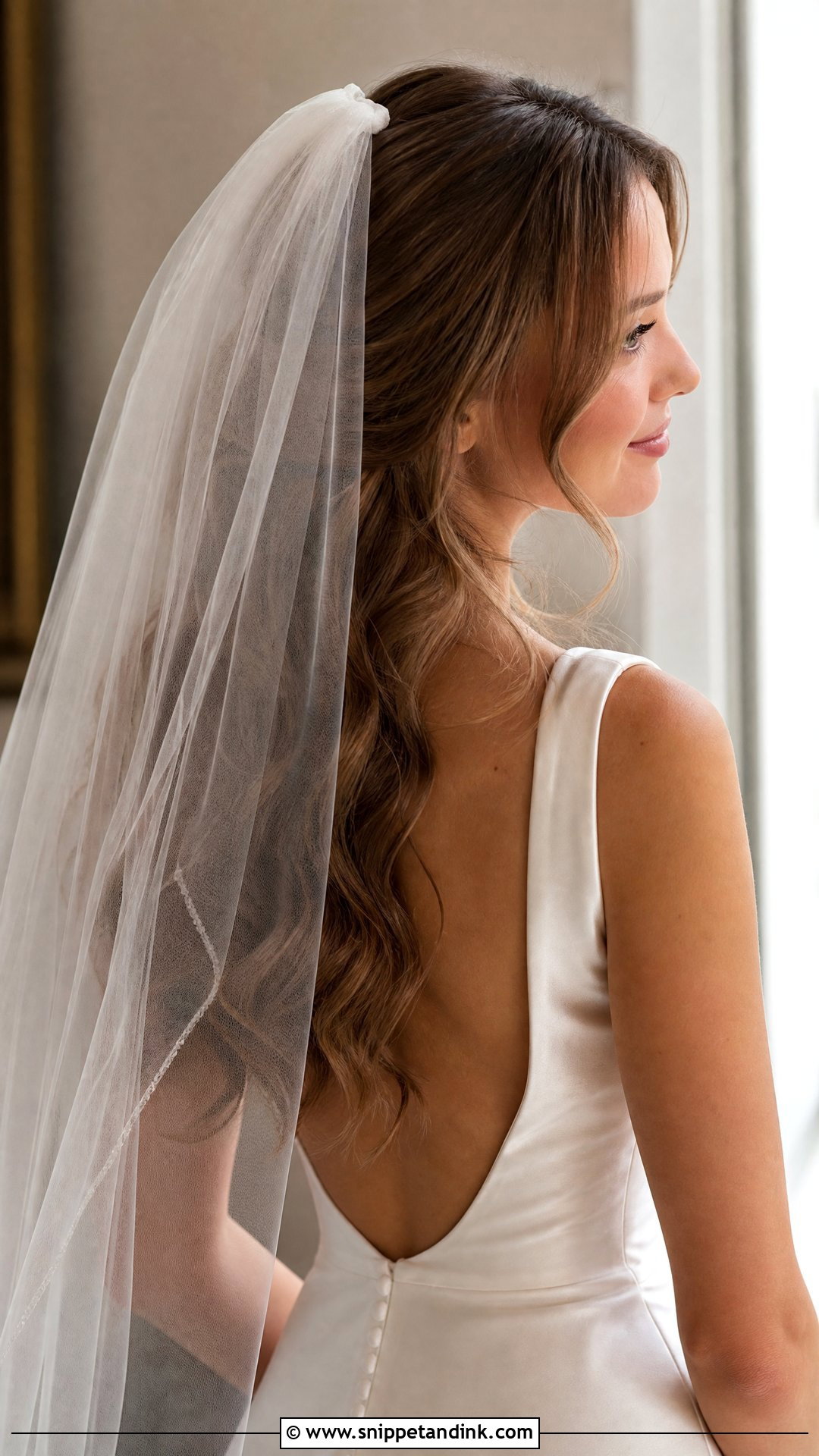 Medium Length Bridal Hair With Veil Down - Snippet and Ink - 20 Medium Length Bridal Hair Down Ideas