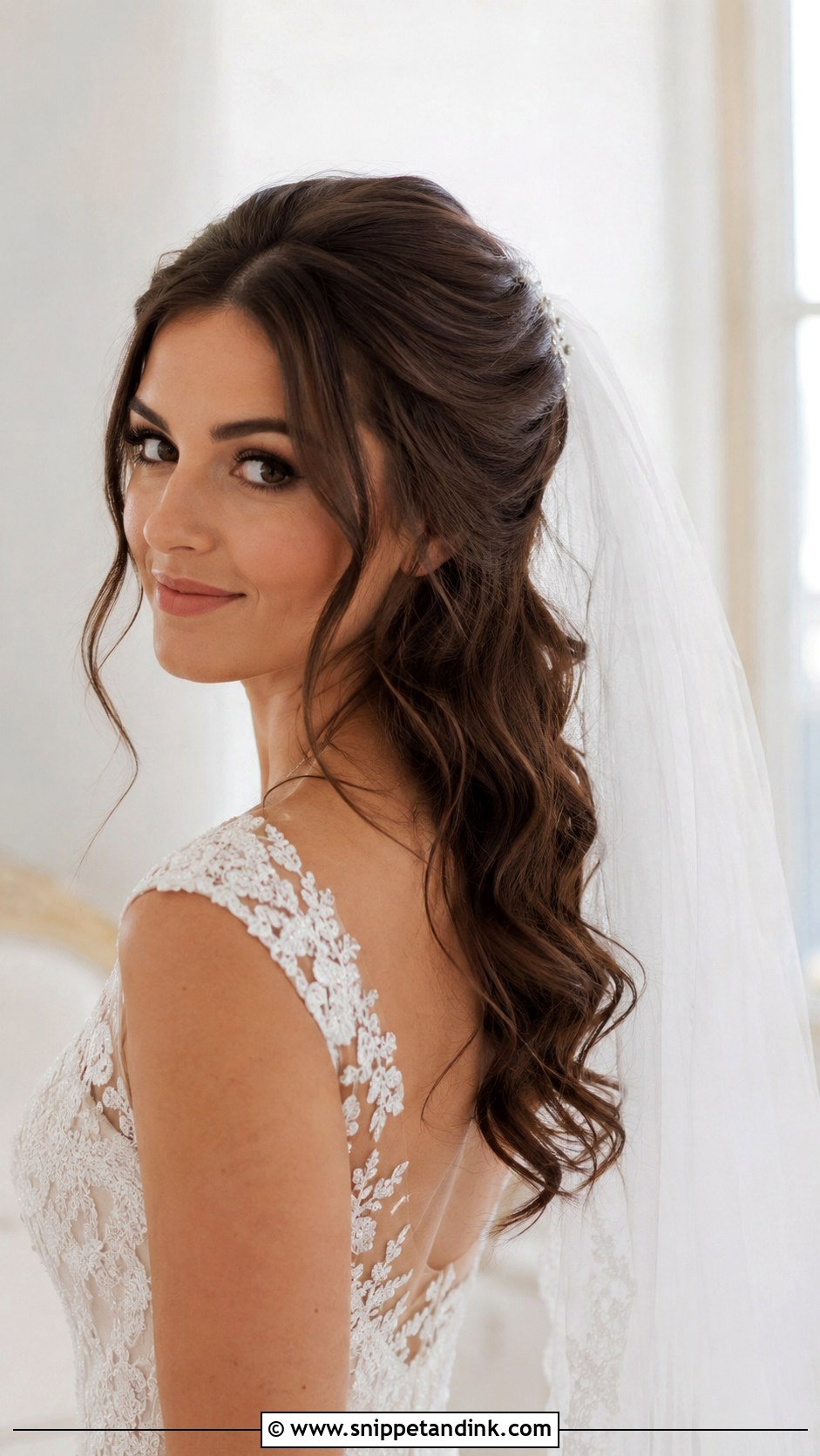 Medium Length Bridal Hair With Veil - Snippet and Ink - 20 Medium Length Bride Hair Ideas