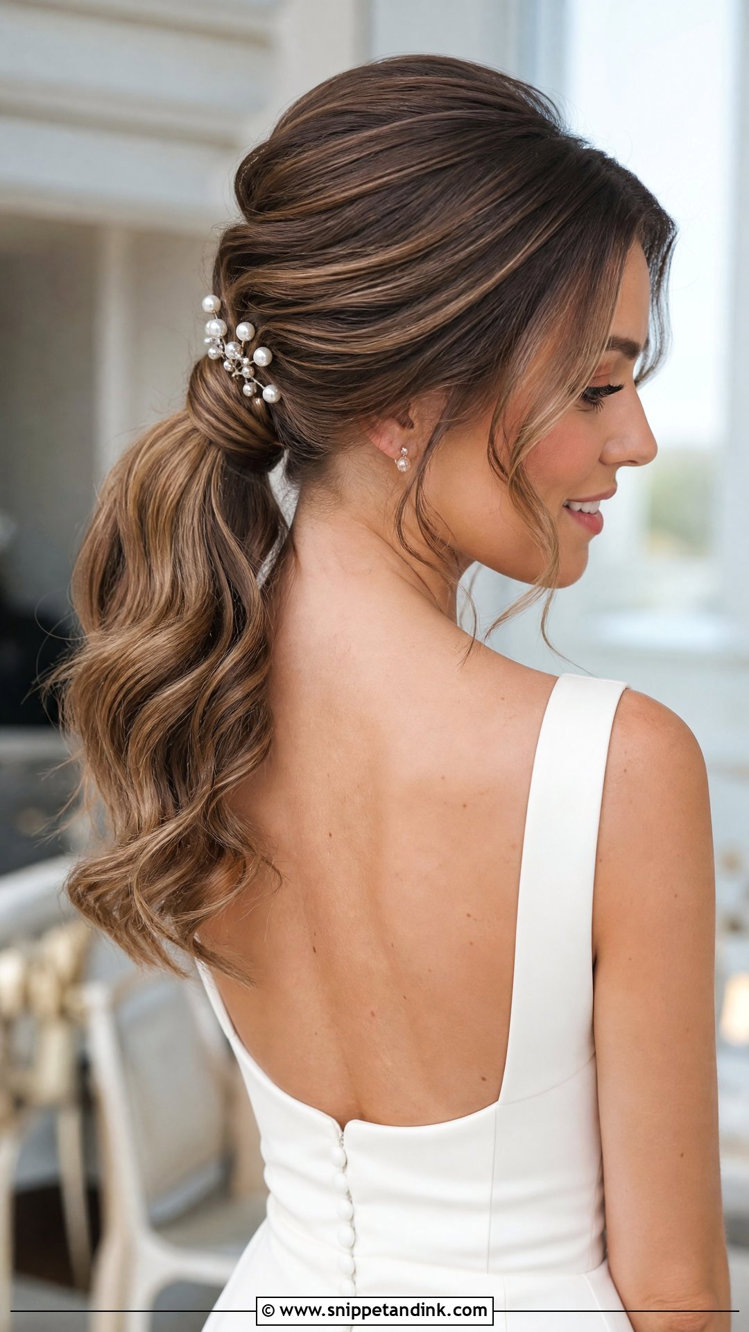Medium Length Bridal Ponytail - Snippet and Ink - 15 Bride Hairstyles for Medium Length Hair
