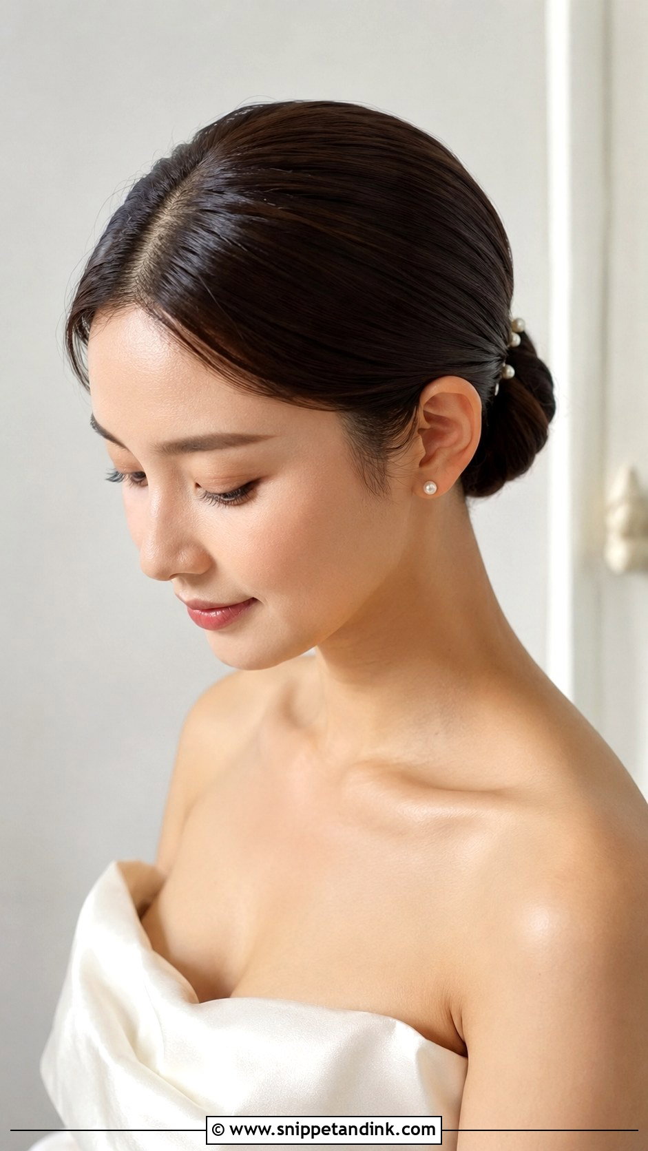 Medium Length Bridal Sleek Bun - Snippet and Ink - 15 Simple Bridal Hair Medium Length Ideas