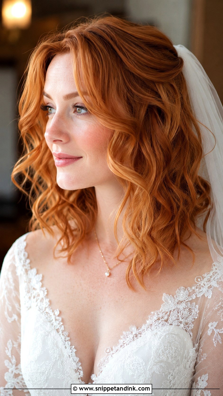 Medium Length Bridal Soft Curls - Snippet and Ink - 15 Simple Bridal Hair Medium Length Ideas