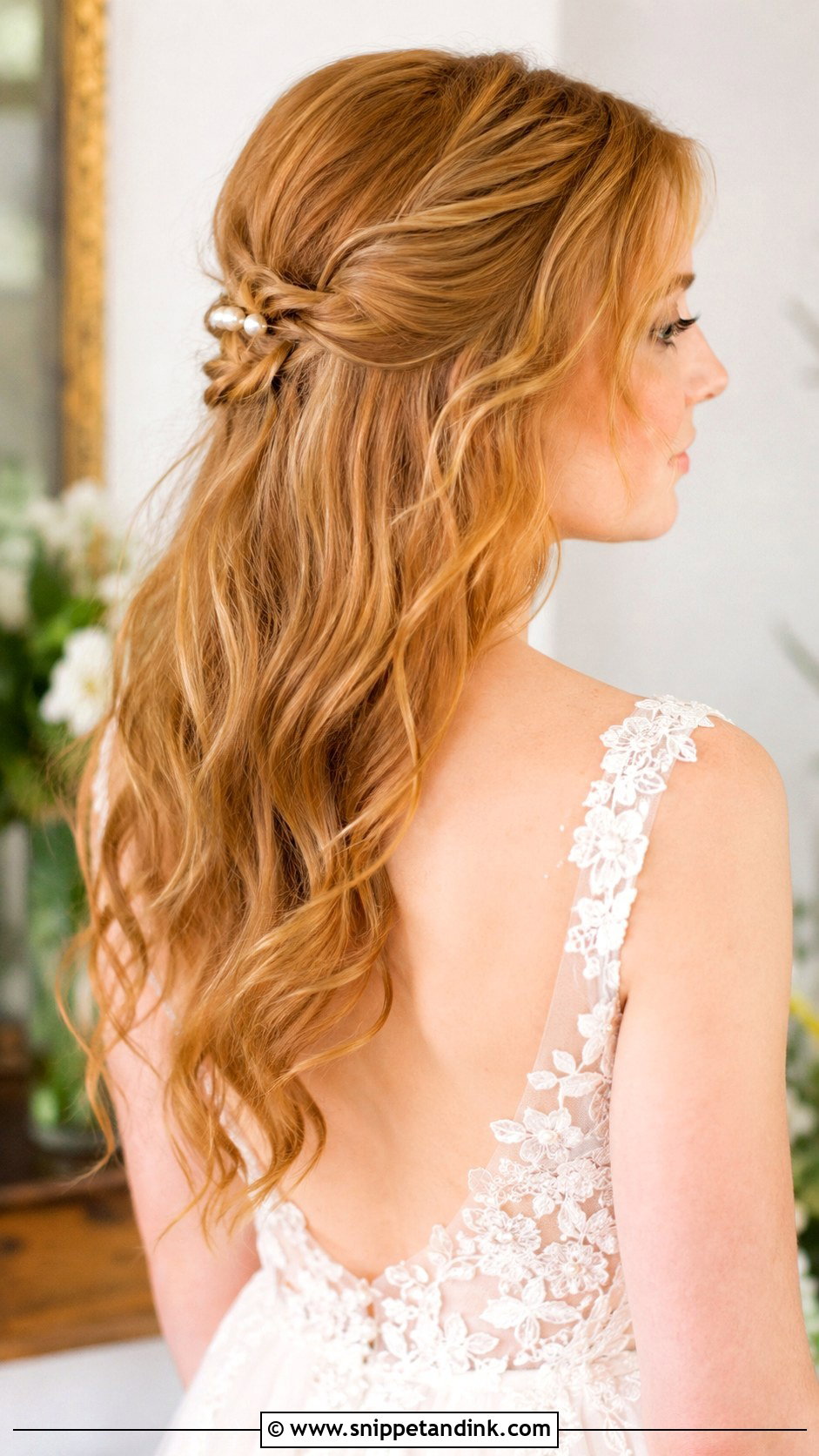 Medium Length Bridal Twisted Half Up Hair - Snippet and Ink - 20 Medium Length Bride Hair Ideas