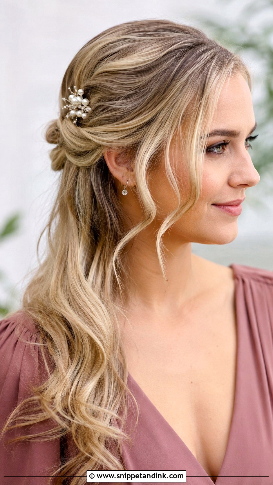 Medium Length Bridesmaid Hair With Hair Pins - Snippet and Ink - 20 Bridesmaid Hair Styles Medium Length