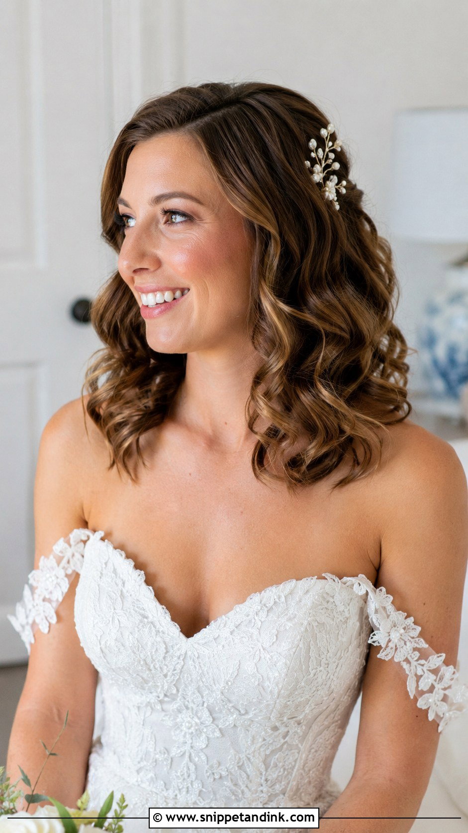 Medium Length Curly Wedding Hair - Snippet and Ink - 25 Wedding Hair Down with Curls