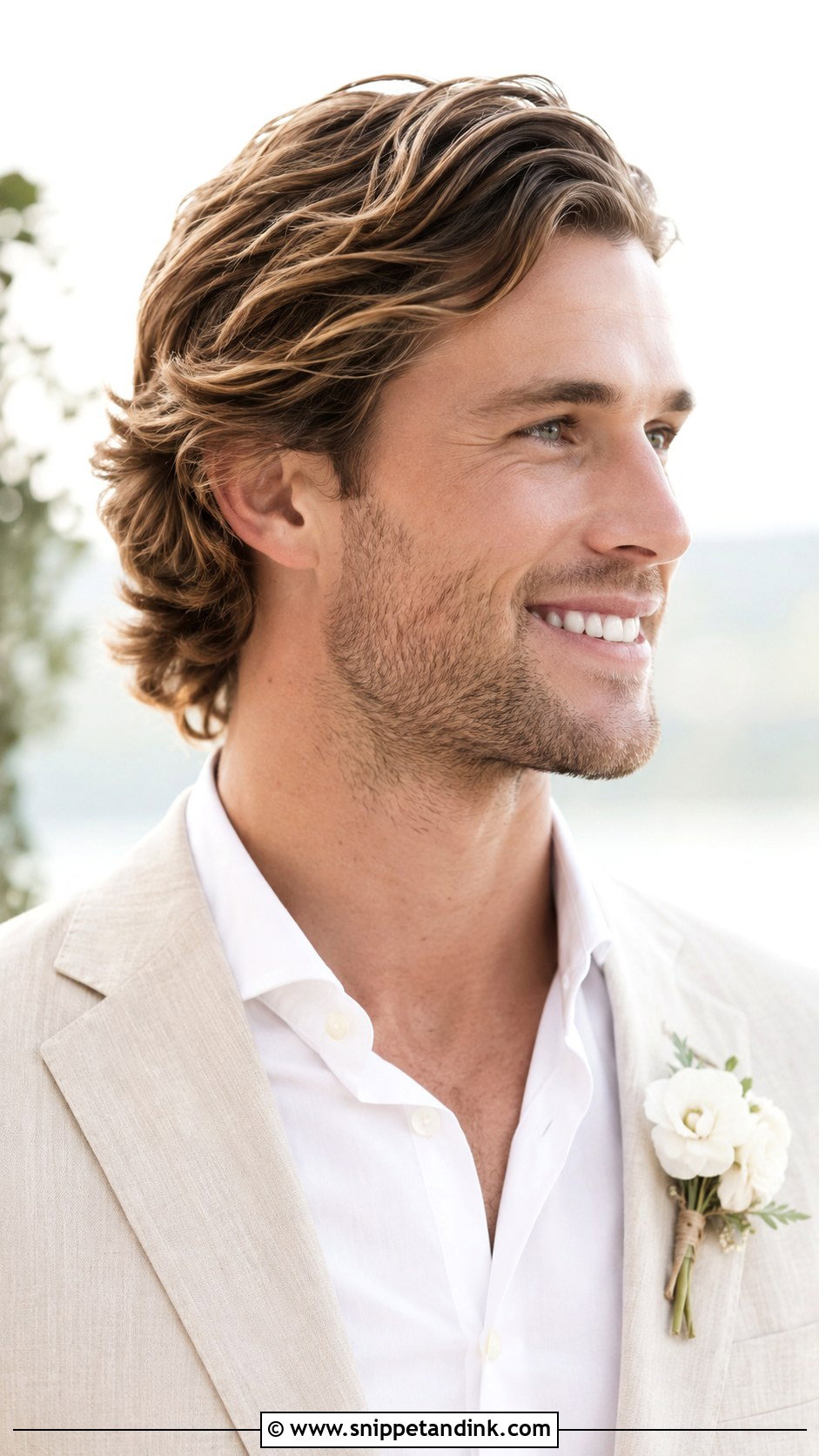 Medium Length Flow Wedding Hairstyle For Men - Snippet and Ink - 15 Men Wedding Hairstyle Ideas