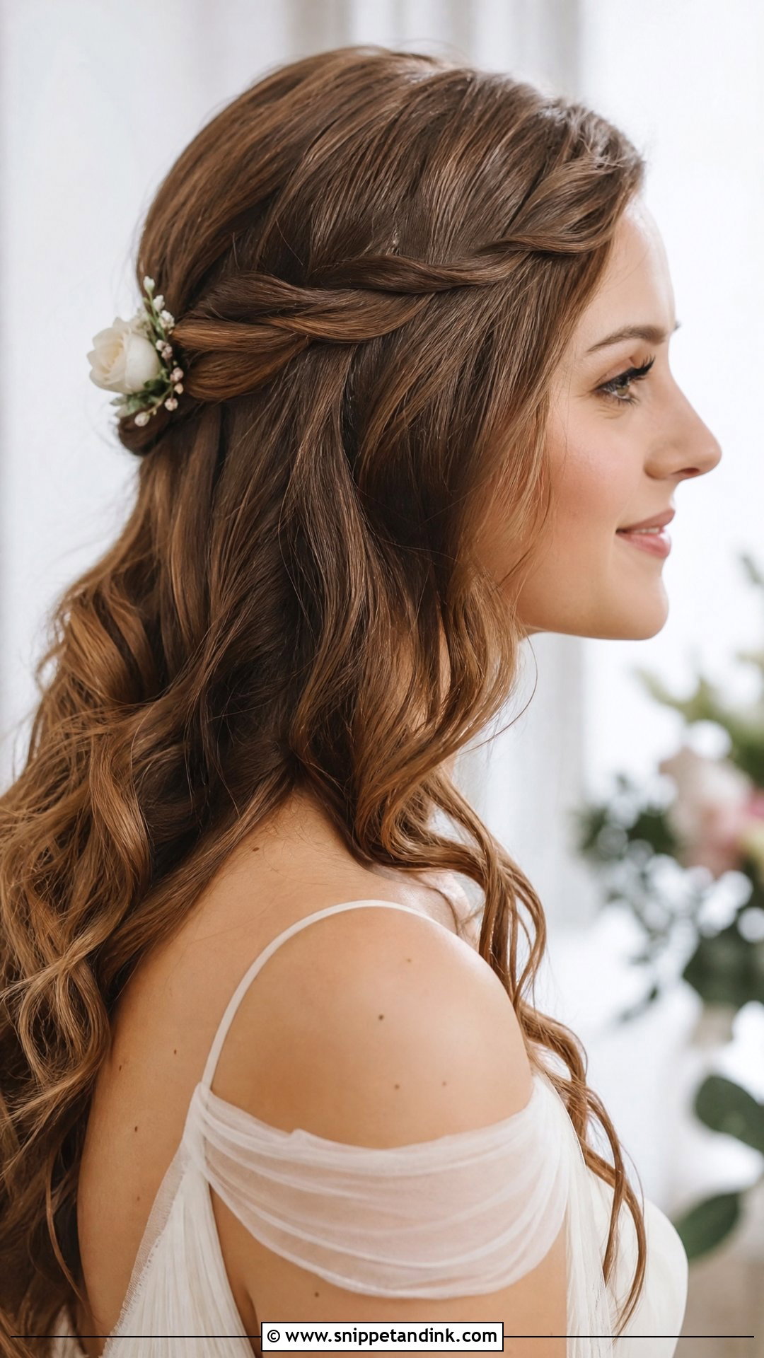 Medium Length Hair With Twisted Side Detail - Snippet and Ink - 20 Medium Length Bridal Hair Down Ideas