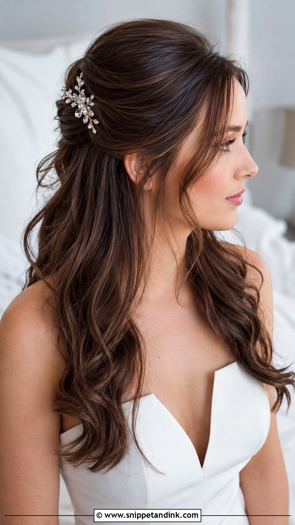Medium Length Half Up Bridal Hair With Volume - Snippet and Ink - 15 Medium Length Half-Up Bridal Hairstyles
