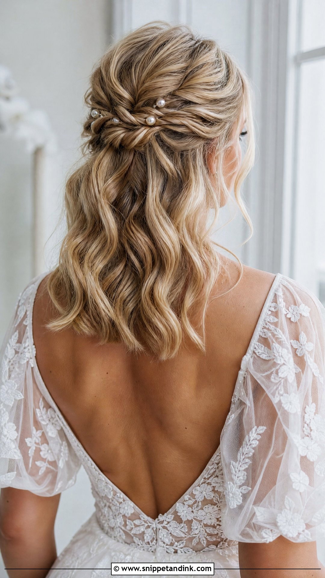 Medium Length Half Up Wedding Hair - Snippet and Ink - 15 Bride Hairstyles for Medium Length Hair