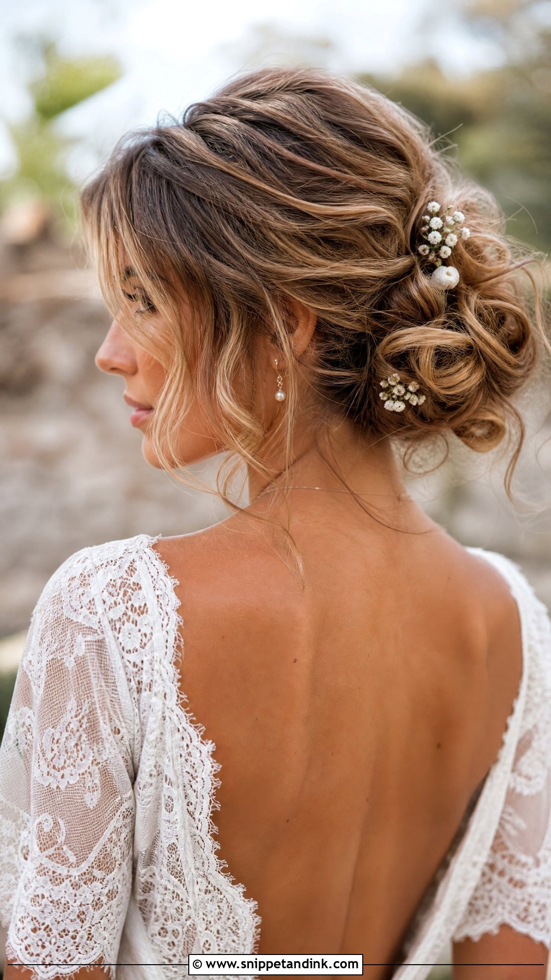 Medium Length Messy Bun Bride Hair - Snippet and Ink - 15 Bride Hairstyles for Medium Length Hair