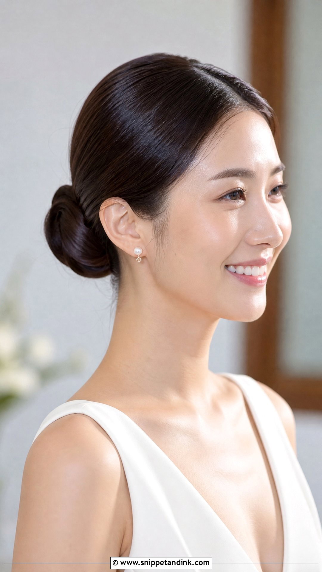 Medium Length Sleek Wedding Bun - Snippet and Ink - 15 Bride Hairstyles for Medium Length Hair