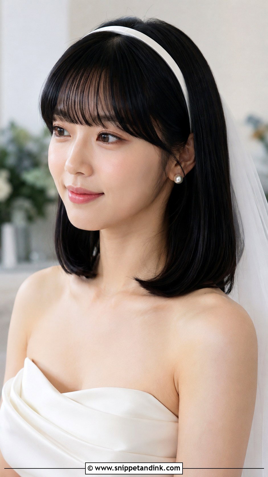 Medium Length Straight Wedding Hair With Bangs - Snippet and Ink - 15 Medium Length Wedding Hair with Bangs