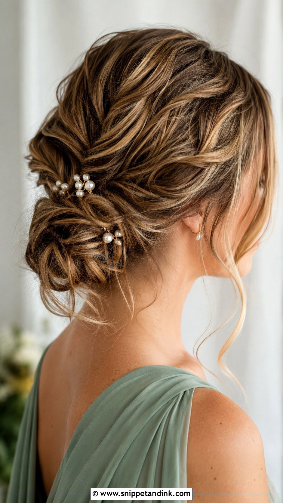 Medium Length Textured Low Bun Wedding Hair - Snippet and Ink - 15 Hair Styles for Medium Length for Wedding