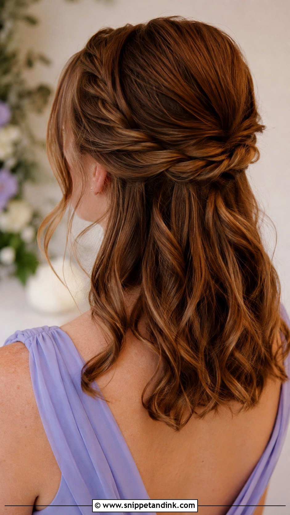 Medium Length Twisted Half Up Bridesmaid Hair - Snippet and Ink - 20 Simple Bridesmaid Hair Medium Length Ideas