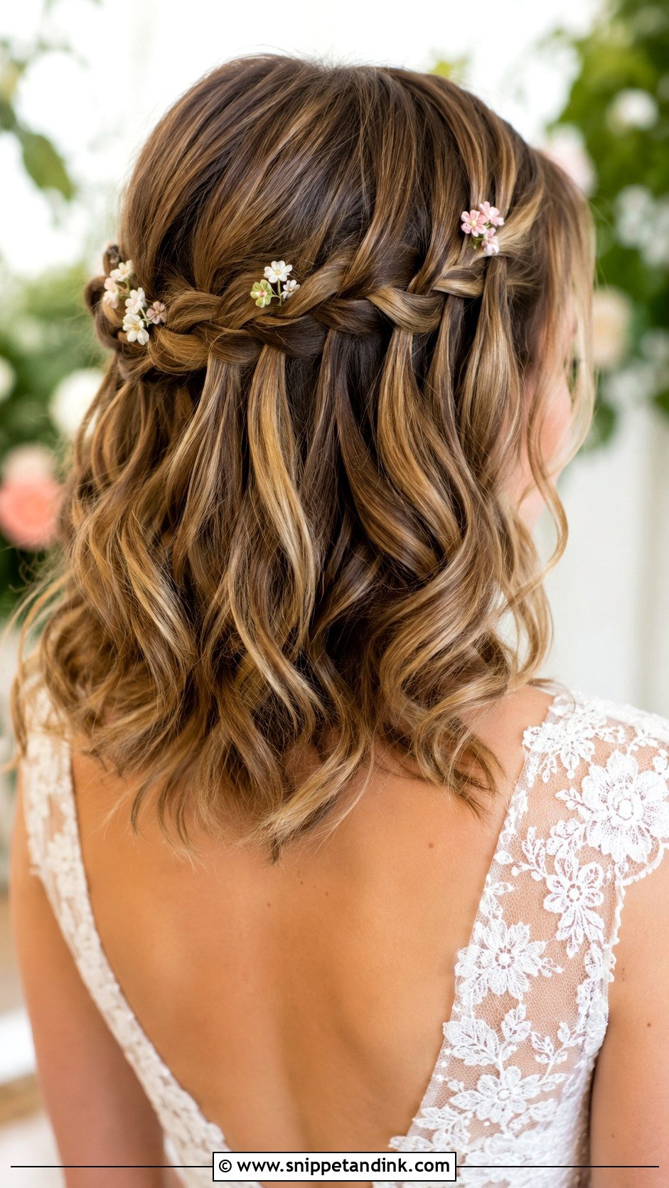 Medium Length Waterfall Braid Wedding Hair - Snippet and Ink - 15 Hair Styles for Medium Length for Wedding