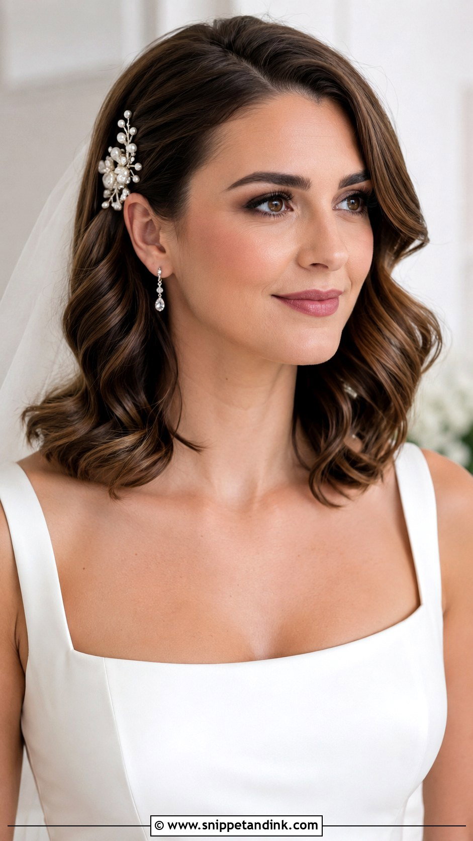 Medium Length Waves Bride Hairstyle - Snippet and Ink - 15 Waves Bride Hairstyles