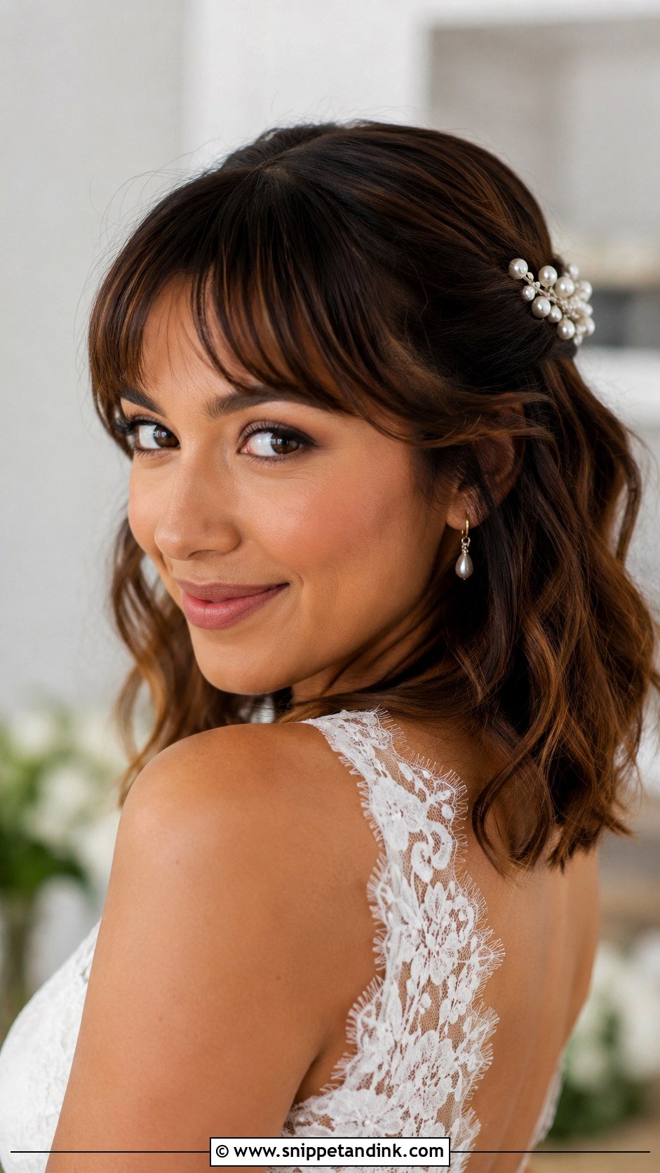 Medium Length Wedding Hair With Bangs - Snippet and Ink - 20 Bride Hair with Bangs