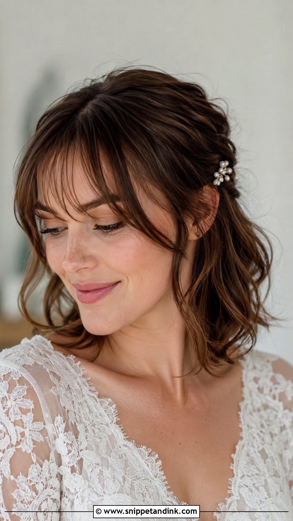 Medium Length Wedding Hair With Wispy Bangs - Snippet and Ink - 15 Medium Length Wedding Hair with Bangs