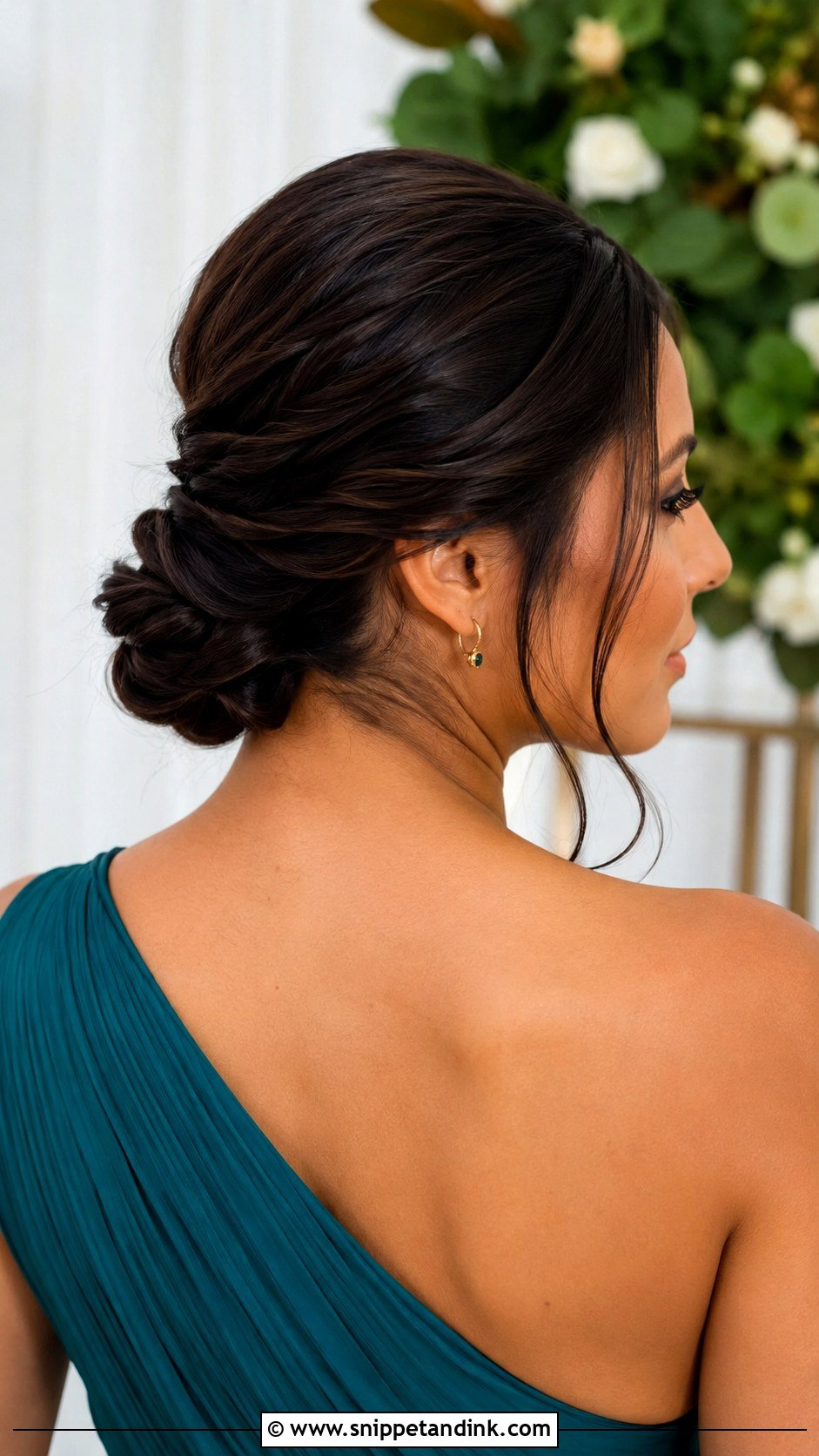 Medium Low Knot Wedding Guest Hairstyle - Snippet and Ink - 15 Medium Updo Wedding Guest Hairstyles