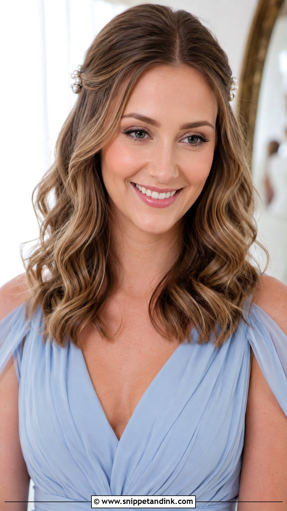Medium Pin Back Waves Wedding Guest Hair - Snippet and Ink - 20 Easy Medium Wedding Guest Hair Ideas