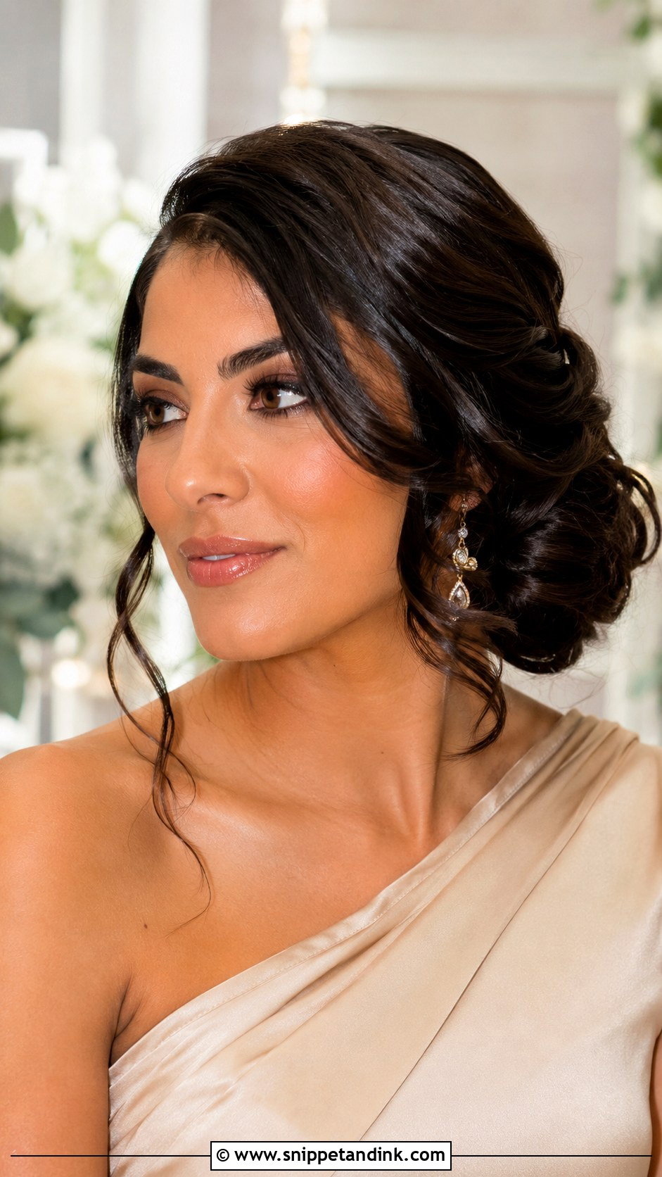 Medium Side Bun Wedding Guest Hairstyle - Snippet and Ink - 15 Medium Updo Wedding Guest Hairstyles