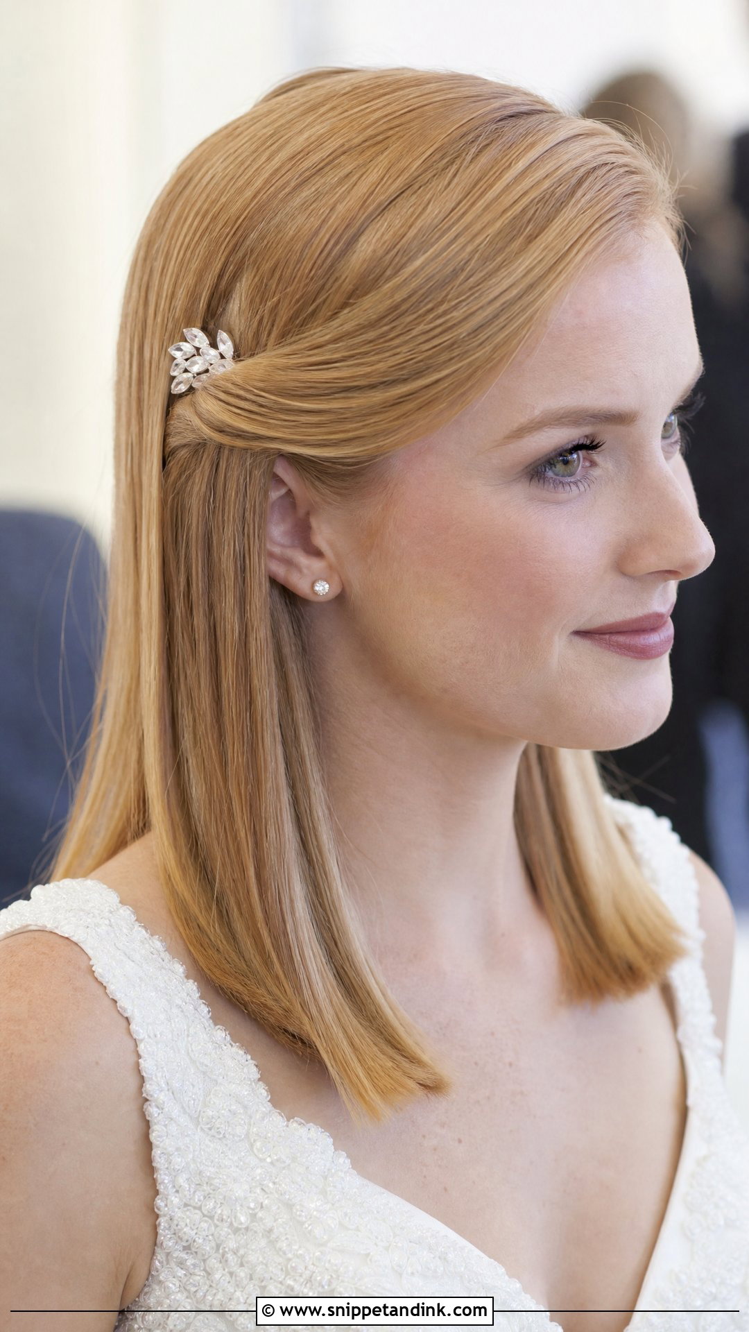 Medium Straight Hair Wedding Hairstyle - Snippet and Ink - 20 Wedding Hairstyles with Straight Hair