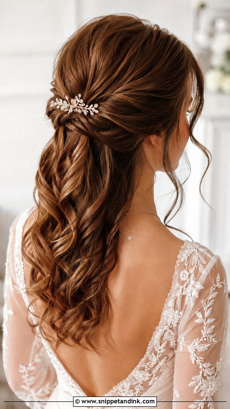 Medium Twisted Half Up Wedding Hairstyle - Snippet and Ink - 15 Medium Hairstyles for Wedding