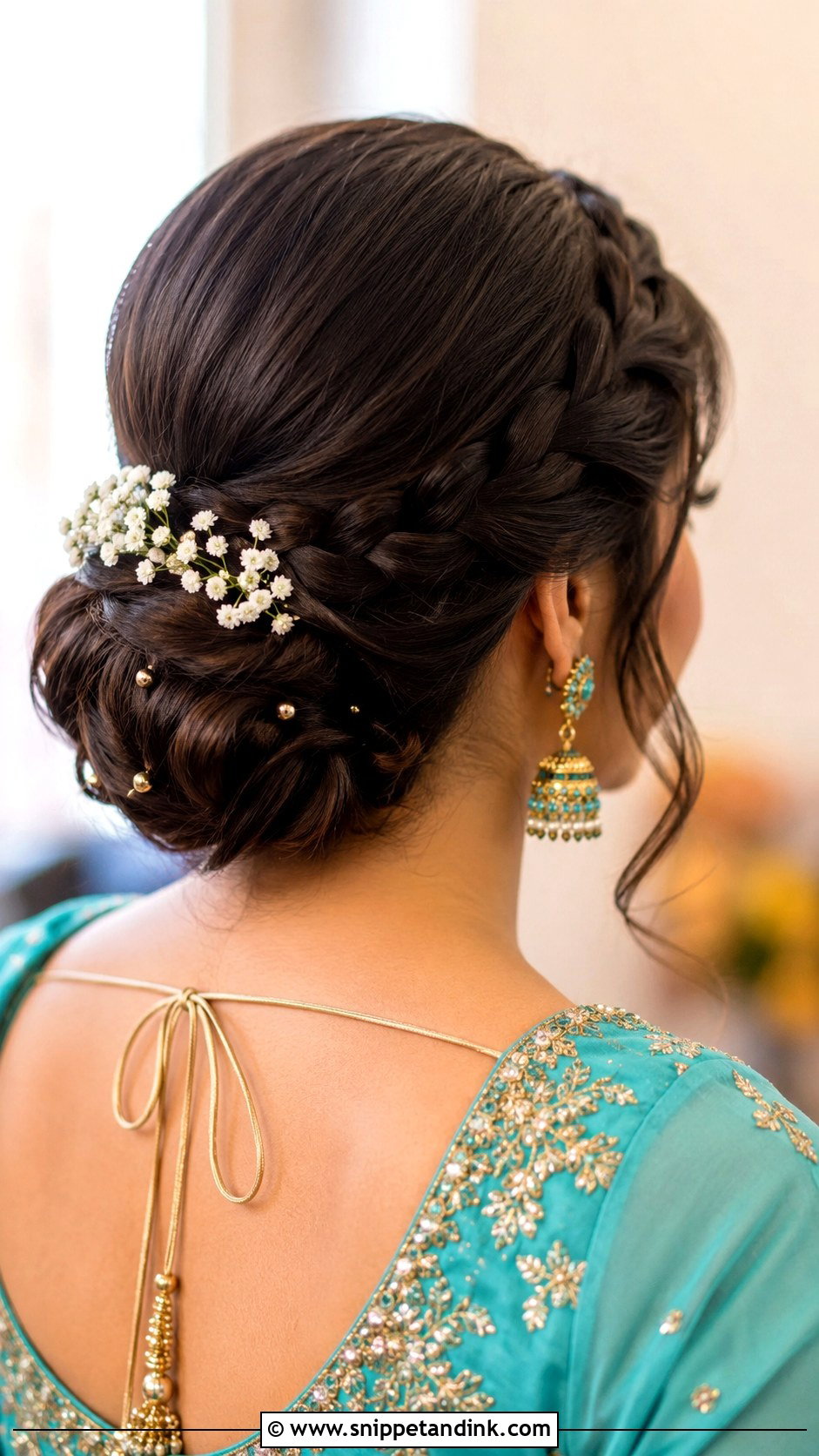 Mehendi Bridesmaid Braided Bun - Snippet and Ink - 20 Mehendi Bridesmaid Hairstyles