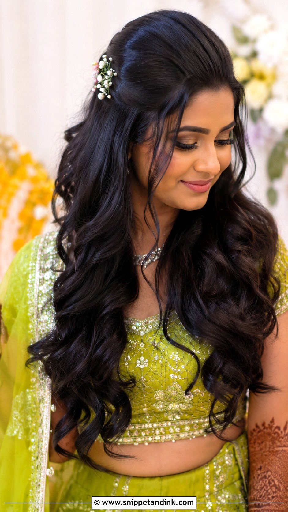 Mehendi Bridesmaid Front Puff Hairstyle - Snippet and Ink - 20 Mehendi Bridesmaid Hairstyles