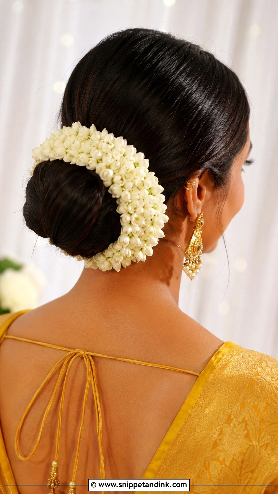 Mehendi Bridesmaid Gajra Bun - Snippet and Ink - 20 Mehendi Bridesmaid Hairstyles