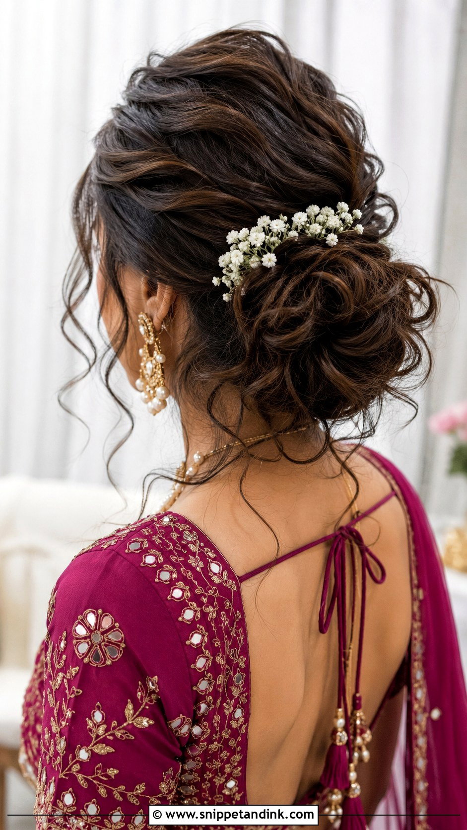 Mehendi Bridesmaid Messy Bun - Snippet and Ink - 20 Mehendi Bridesmaid Hairstyles