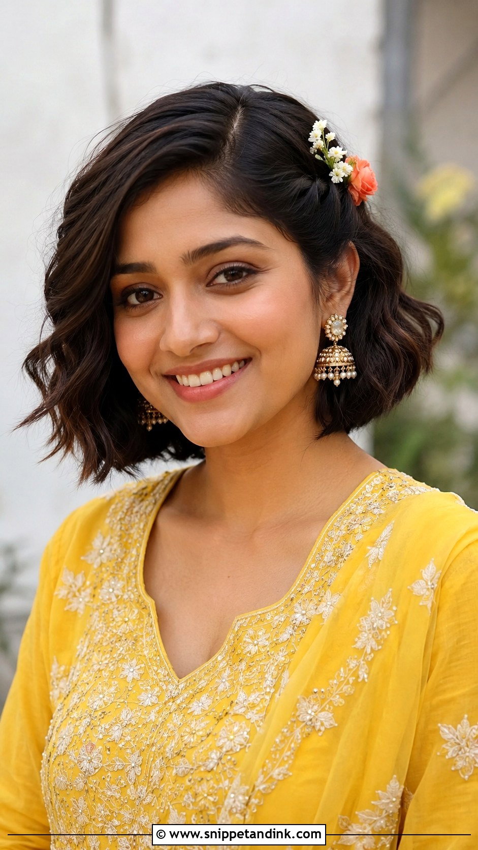 Mehendi Bridesmaid Short Hair Hairstyle - Snippet and Ink - 20 Mehendi Bridesmaid Hairstyles