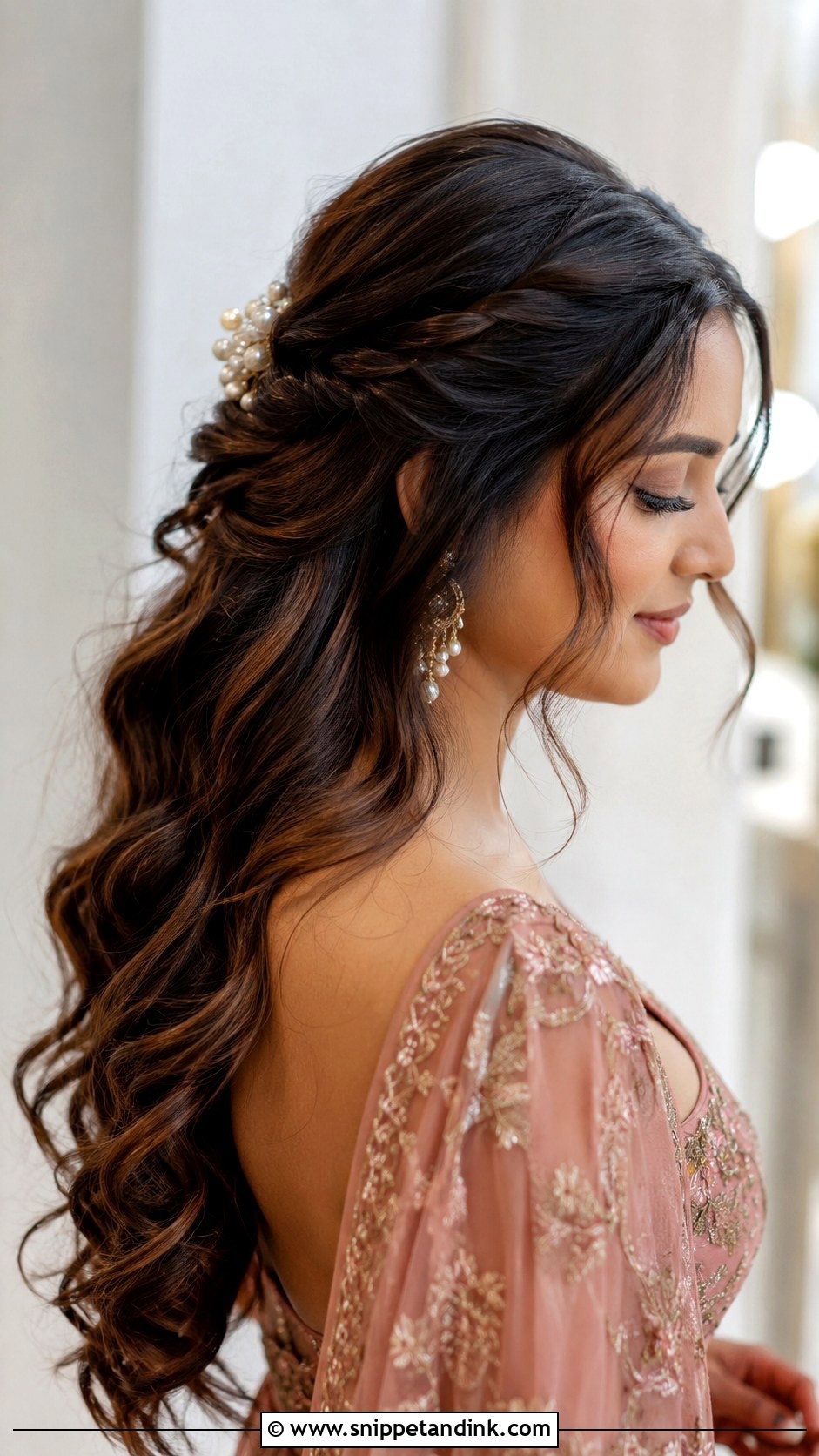 Mehendi Bridesmaid Twisted Half Up Hairstyle - Snippet and Ink - 20 Mehendi Bridesmaid Hairstyles