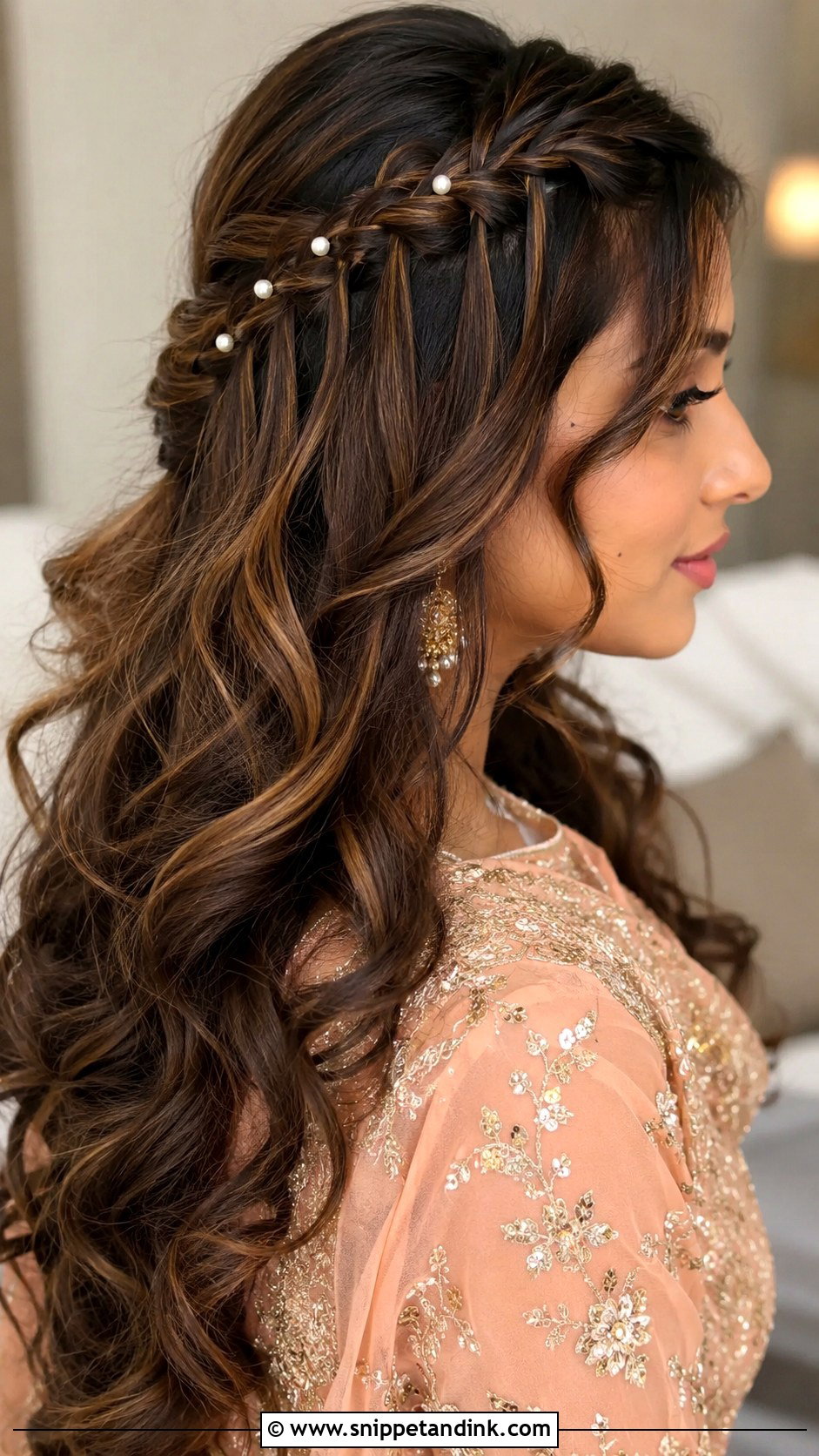 Mehendi Bridesmaid Waterfall Braid - Snippet and Ink - 20 Mehendi Bridesmaid Hairstyles