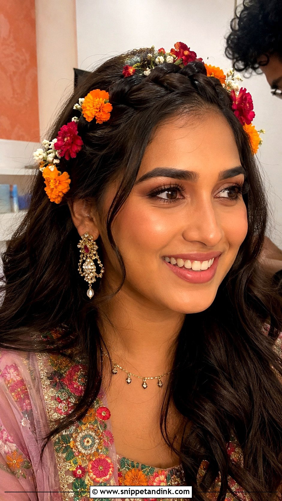 Mehendi Function Braided Crown - Snippet and Ink - 20 Indian Bridal Hair Styling Ideas